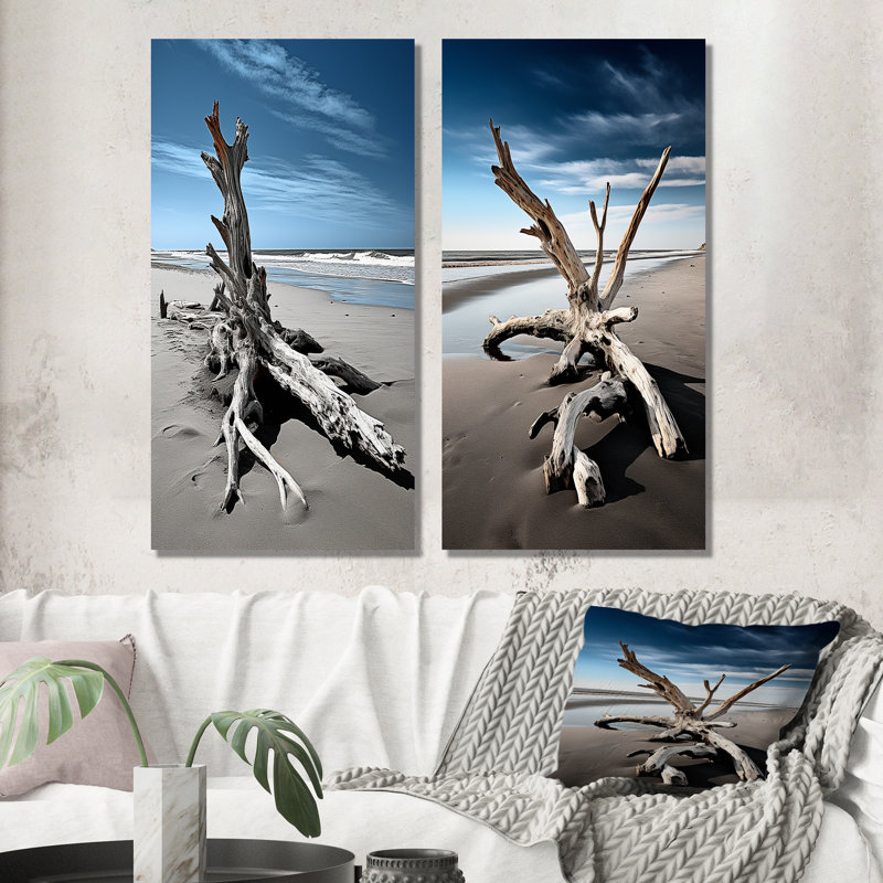 «Beach Driftwood Photo», 2 pièces sur toile, Toile tendue, H 20 po x l 24 po