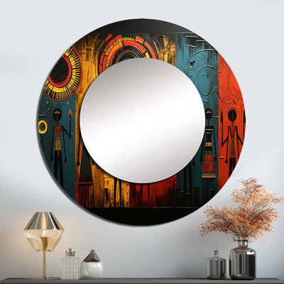 African Tribal Rhythms VII - African Tribes Round Mirror Wall Decor