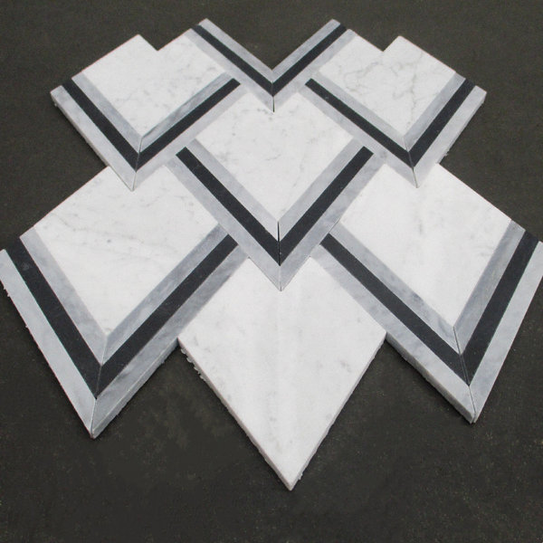 9" x 11" Marble Herringbone Mosaic Wall & Floor Tile