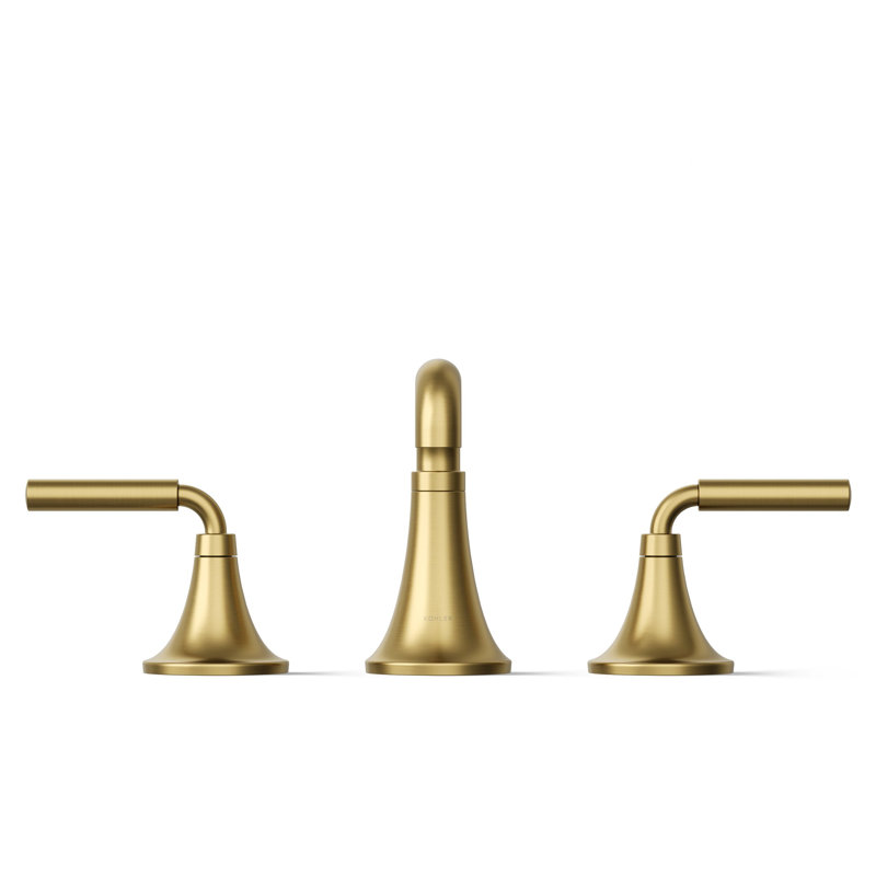 Tone Widespread Bathroom Sink Faucet, Three-Hole Bathroom Faucet with Clicker Drain, 1.2 GPM, Brushed Brass
