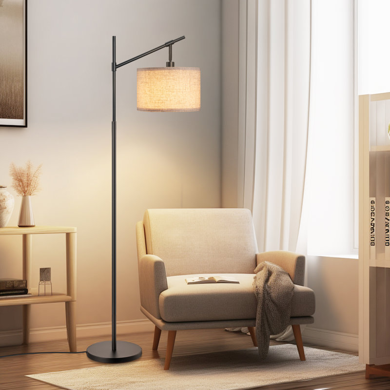 Lampe sur pied arquée 63,8 po Banty, Noir, noir, noir, noir