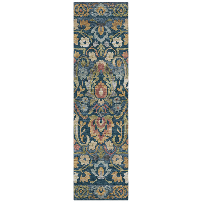 Tapis floral intérieur / extérieur lavable à la machine Husby ACN2193, Tapis de couloir 2 pi 3 po x 7 pi 6 po