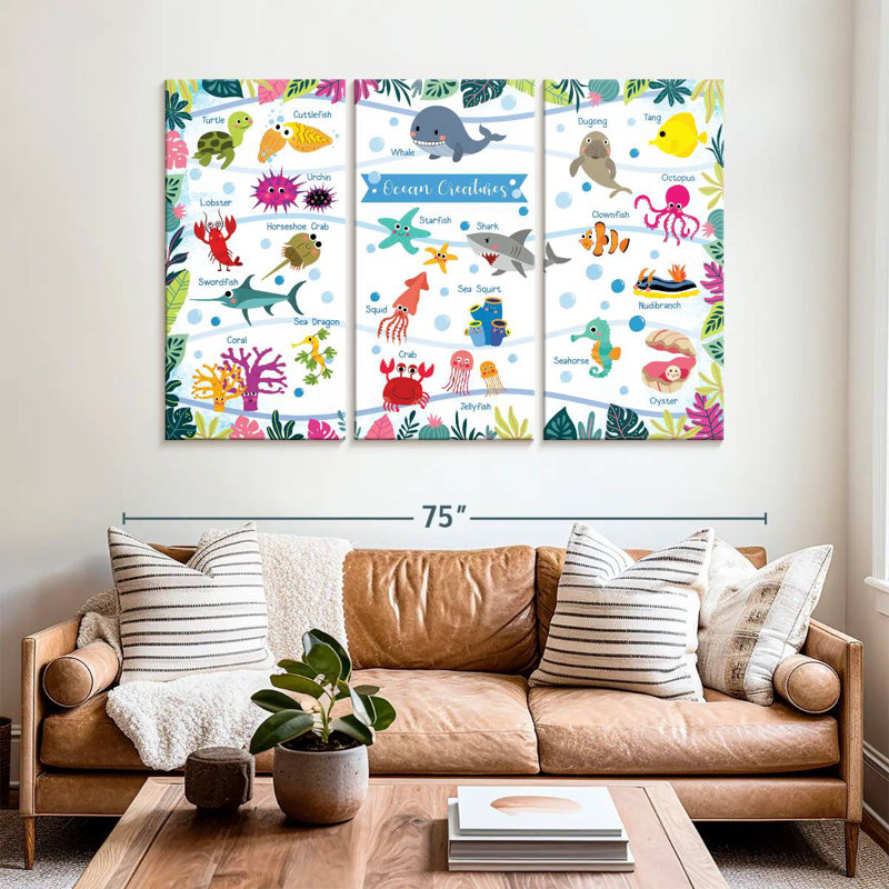 Tableau des créatures de l'océan Ashelle, H 42 po x l 65 po