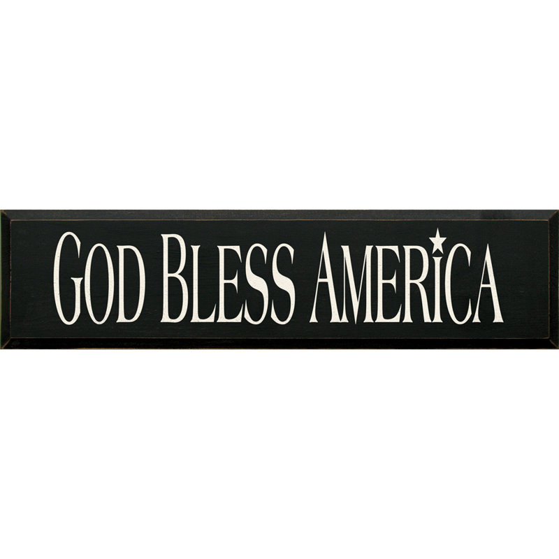 « dieu bless america », art textuel sur bois