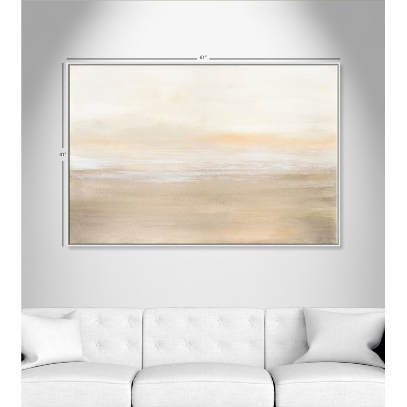 Willadeene Morning Calm - cadre flottant, peinture sur toile, Blanc / Blanc, H 41 po x l 61 po x P 2 po