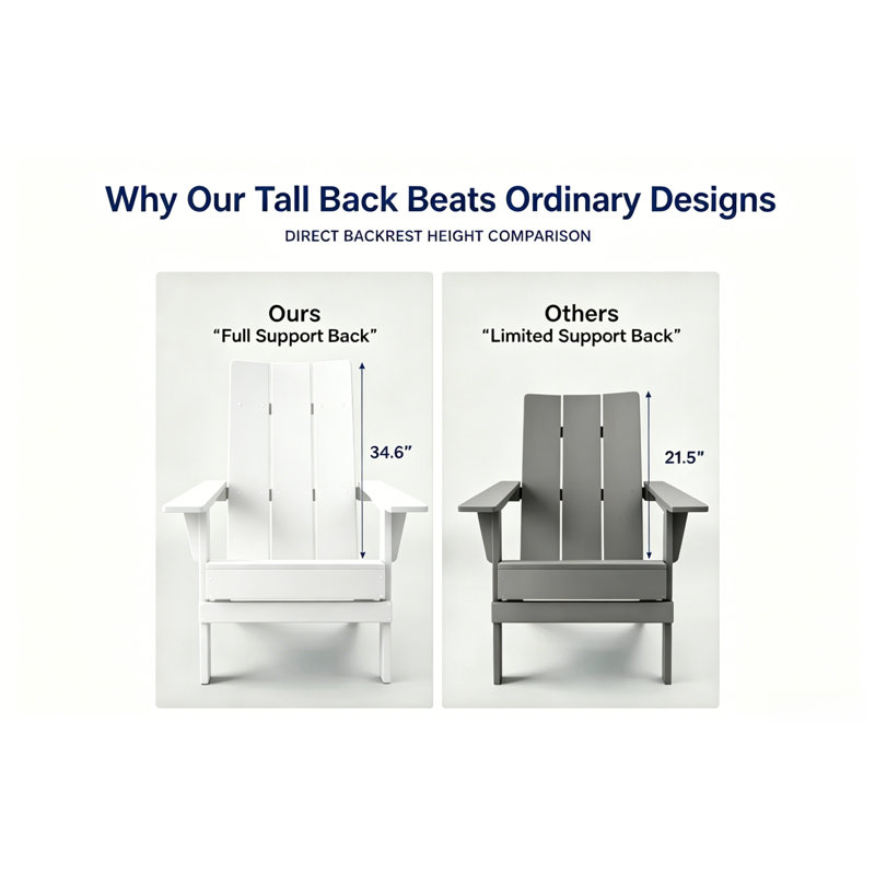 Chaise Adirondack pliable toutes saisons pour l'extérieur, résistante à la décoloration et facile à nettoyer pour la terrasse, le jardin et le foyer
