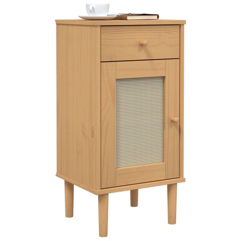 Alph 15.7'' W Solid Wood Nightstand, Brown