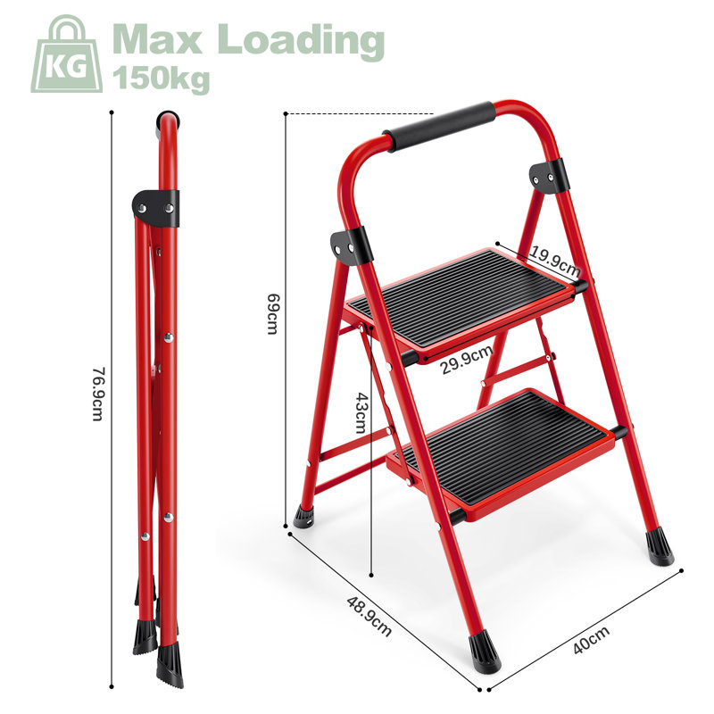 2 - Step Steel Folding Step Ladder, White