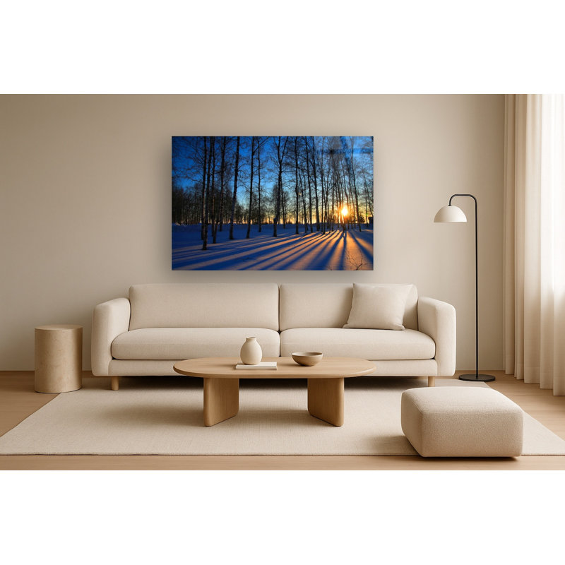 Art mural en verre trempé sans cadre Sunset Forrest - 60 po x 40 po