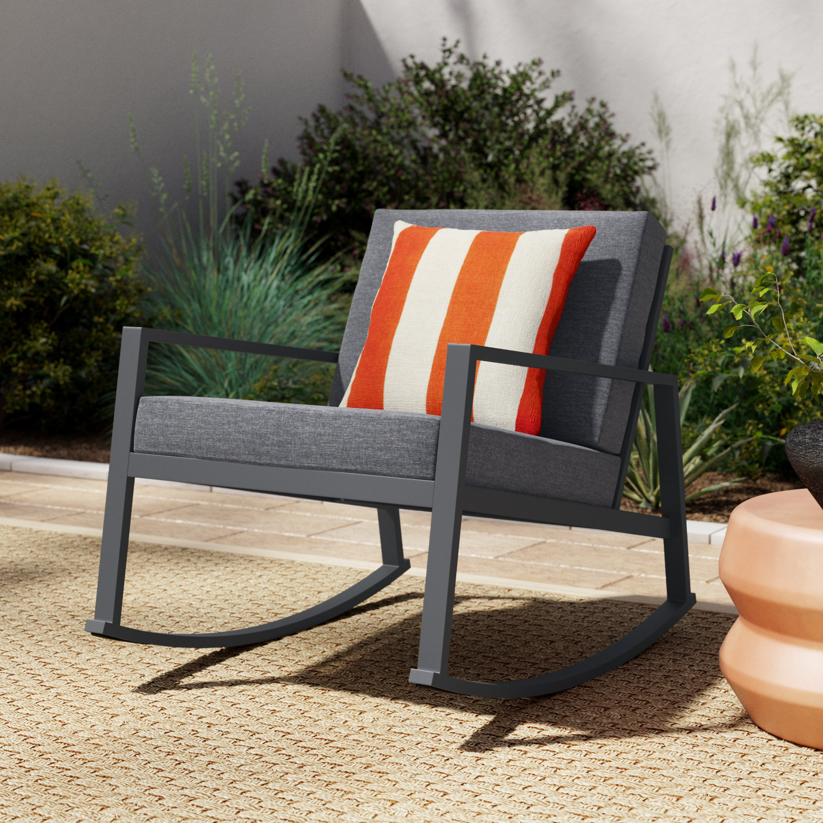 Outdoor Chair with Sunbrella® Cushions, Gray Performance Basketweave