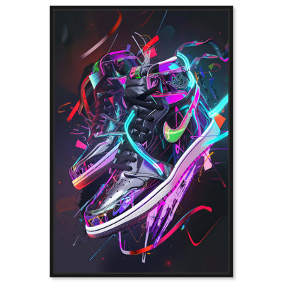 Neon Ribbons Sneakers Canvas Sneaker Wall Decor by 