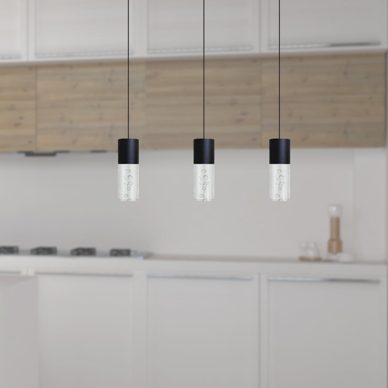 Rathi 3 - Light Kitchen Island Pendant, Black, 7" H x 2" W x 2" D