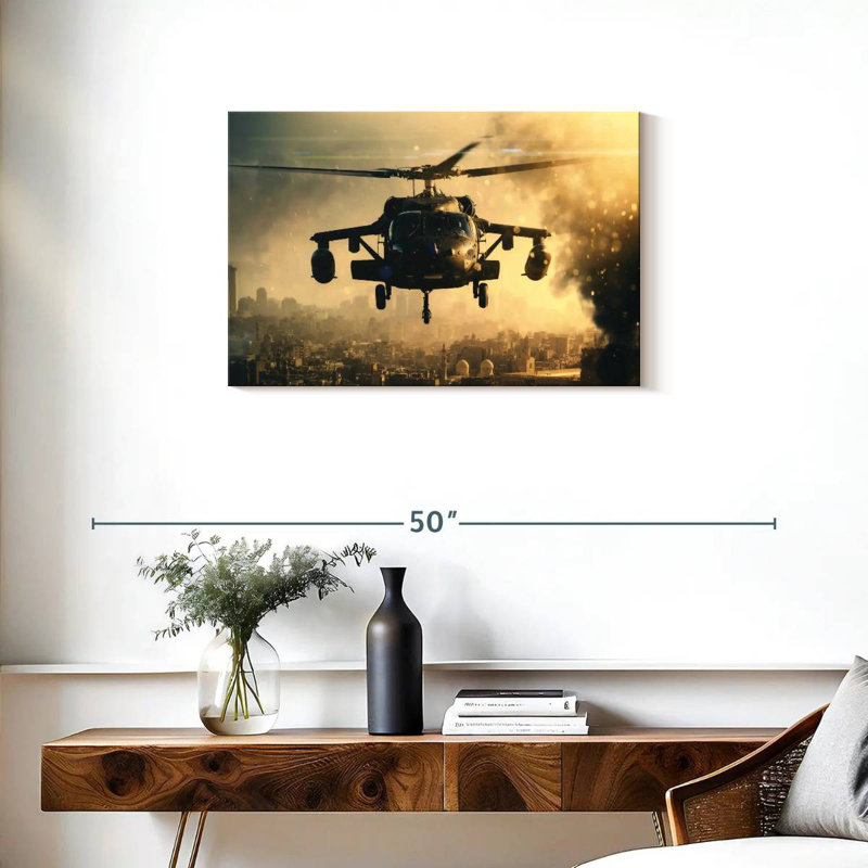 Hélicoptère militaire noir Mehar, H 20 po x l 30 po