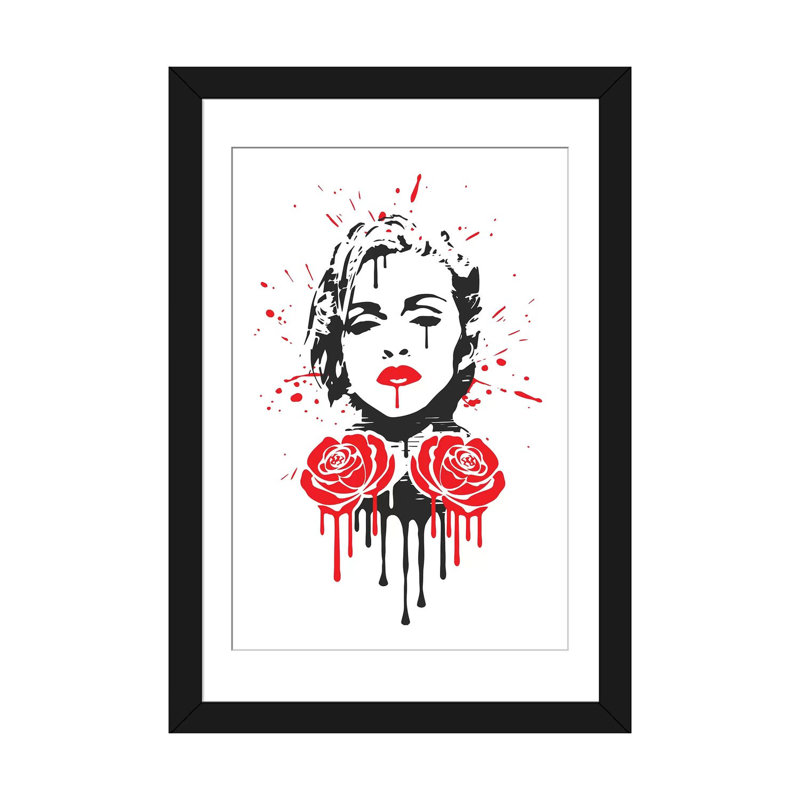 Coeur rebel, H 26 po x l 18 po x P 1,5 po, Papier d'art encadré noir, Blanc