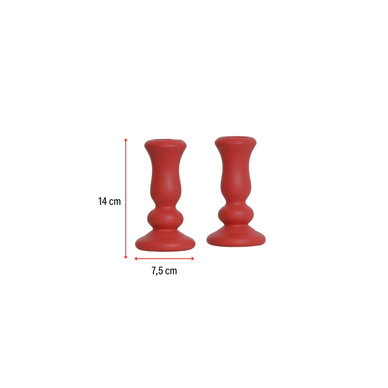 Élégant ensemble d'objets décoratifs rouges (2 pièces), 3,0 x 3,0 x 5,5 po | 100% céramique pour une décoration intérieure durable et élégante | Parfait pour le salon, le bureau ou comme cadeau unique | Pièces décoratives accrocheuses