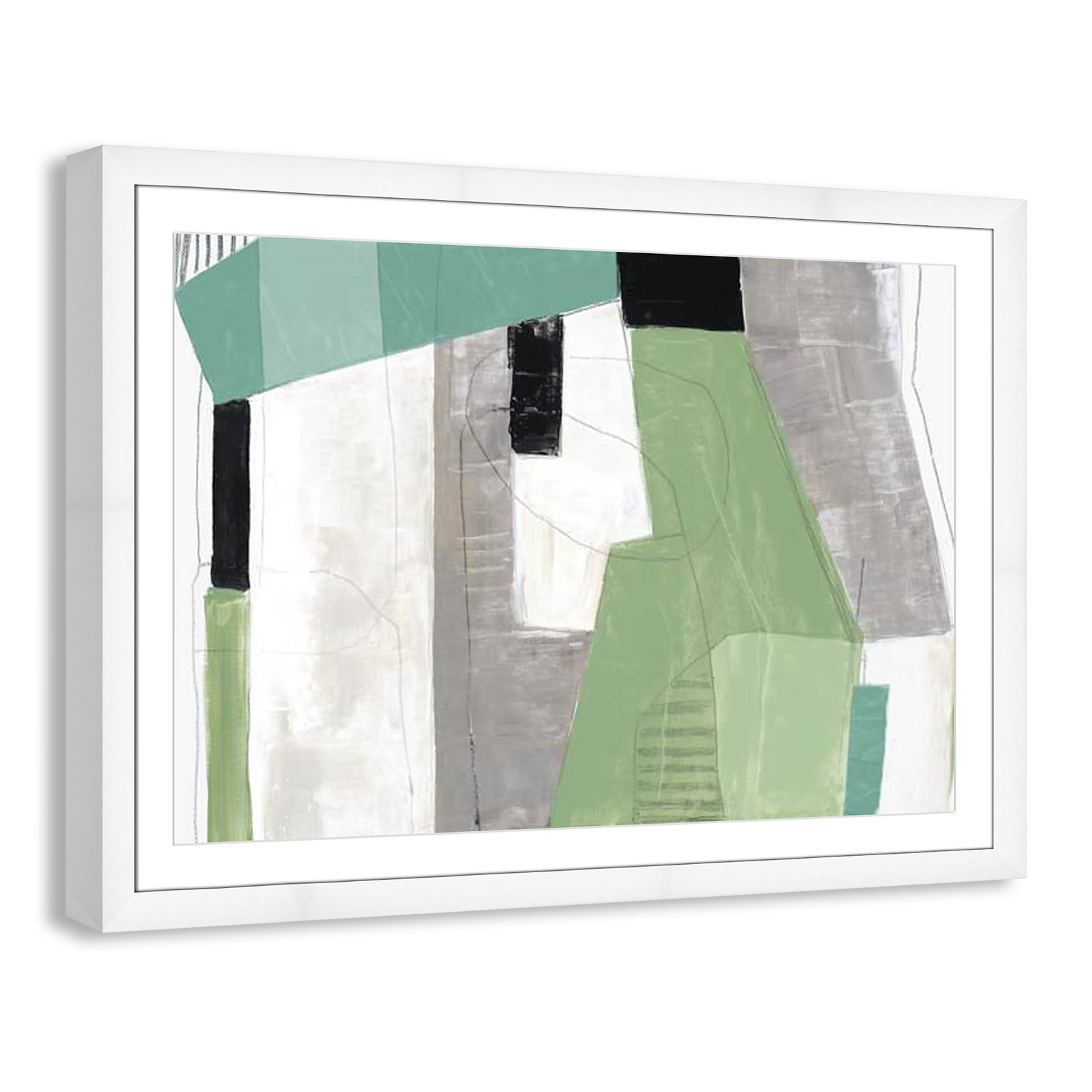 Evergreen Essence by Tom Reeves, White, White Cube Frame - Matted Fine Art Paper Print, 31" H x 43" W x 1.25" D