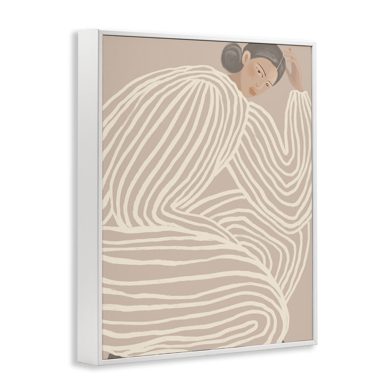 Giclée encadrée, "Minimalist Lady in Stripes", design par Anna Lischenko, H 20 po x l 16 po