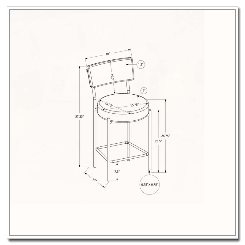 Barstool, Counter Height, Set Of 2,, Black