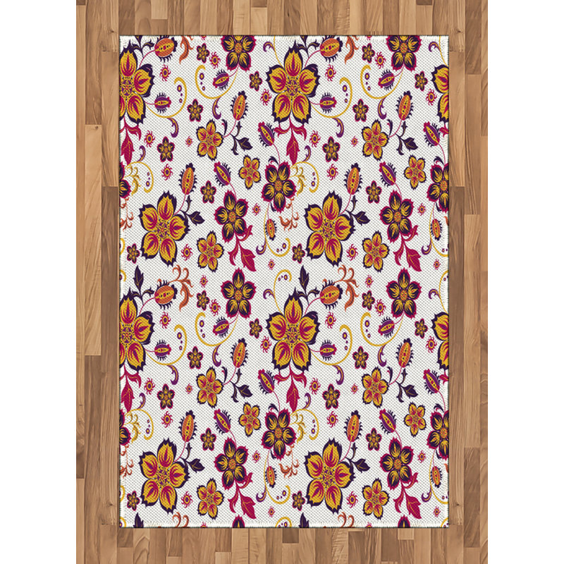 Floral High Density Long Fiber Poly Threads Decorative Area Rug Carpet, Rectangle 4' x 5'8"