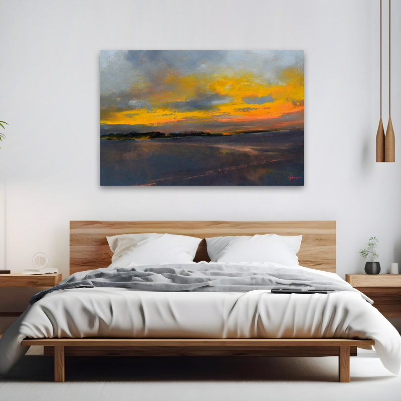 «Last Drive» - paysages levers et couchers de soleil or orange, H 40 po x l 60 po