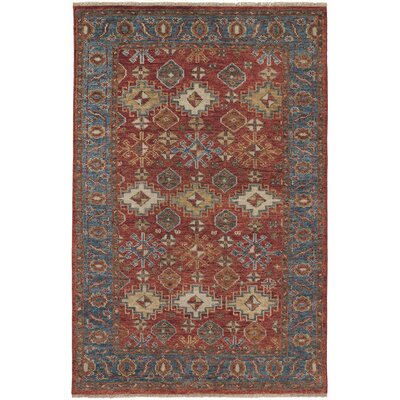 Rigsby Oriental Hand-Knotted Wool/Cotton Orange/Blue Area Rug -  Birch Lane™, 2A037E7BF9BE45668F266126187363BE