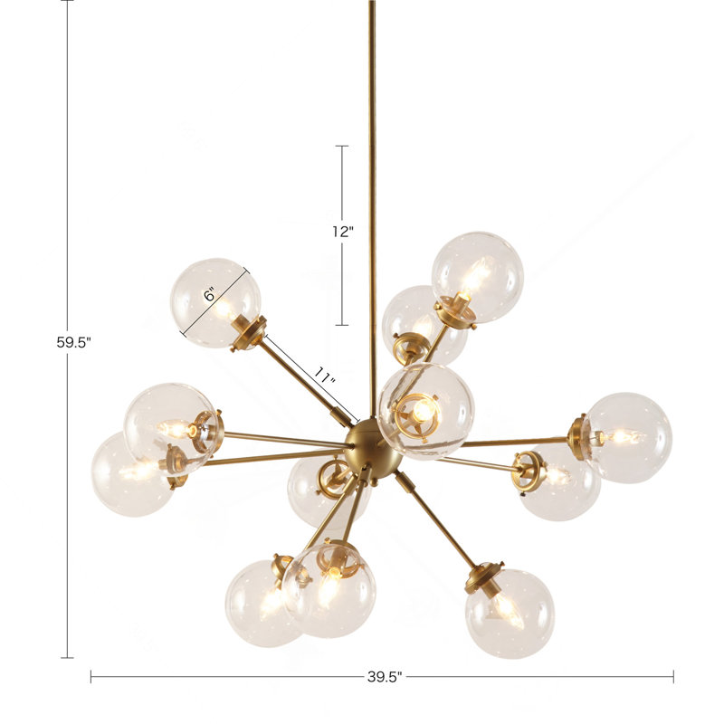 12-Light Chandelier With Oversized Globe Bulbs, Gold