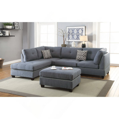 3 pièces Canapé modulaire gris et gris