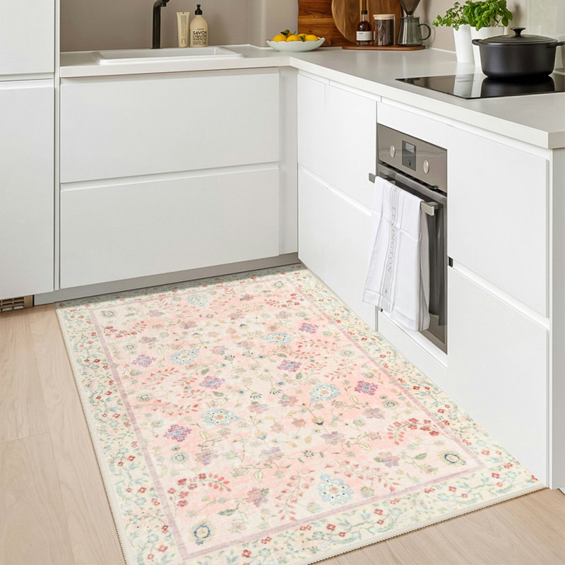 Straub Large Floral Tranditional Rugs Living Room Rug Washable Bedroom Rug Non-Slip Colorful Vintage Accent Floor Carpet For Home Decor