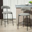 Tabouret de bar 26 po à hauteur de comptoir avec tabouret de bar et housse en tissu noir avec revêtement thermolaqué et repose-pieds-524108567