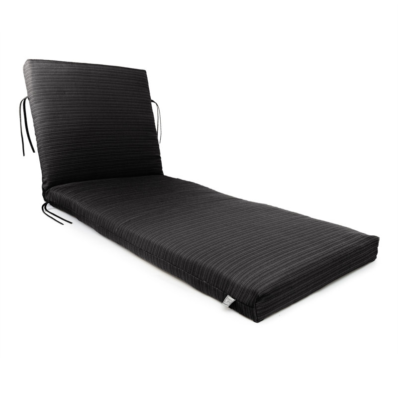 Reversible Chaise Longe, Hand Sewn & Stitched, With Tie-Back, & With White Polyester Padded Fill., Black
