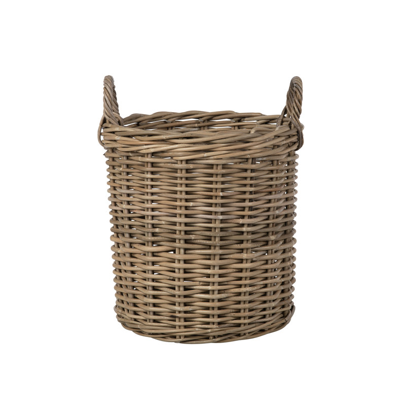 Beachcrest Home Ayriauna Rattan Basket, 14.5"H x 14.5"W x 14.5"D