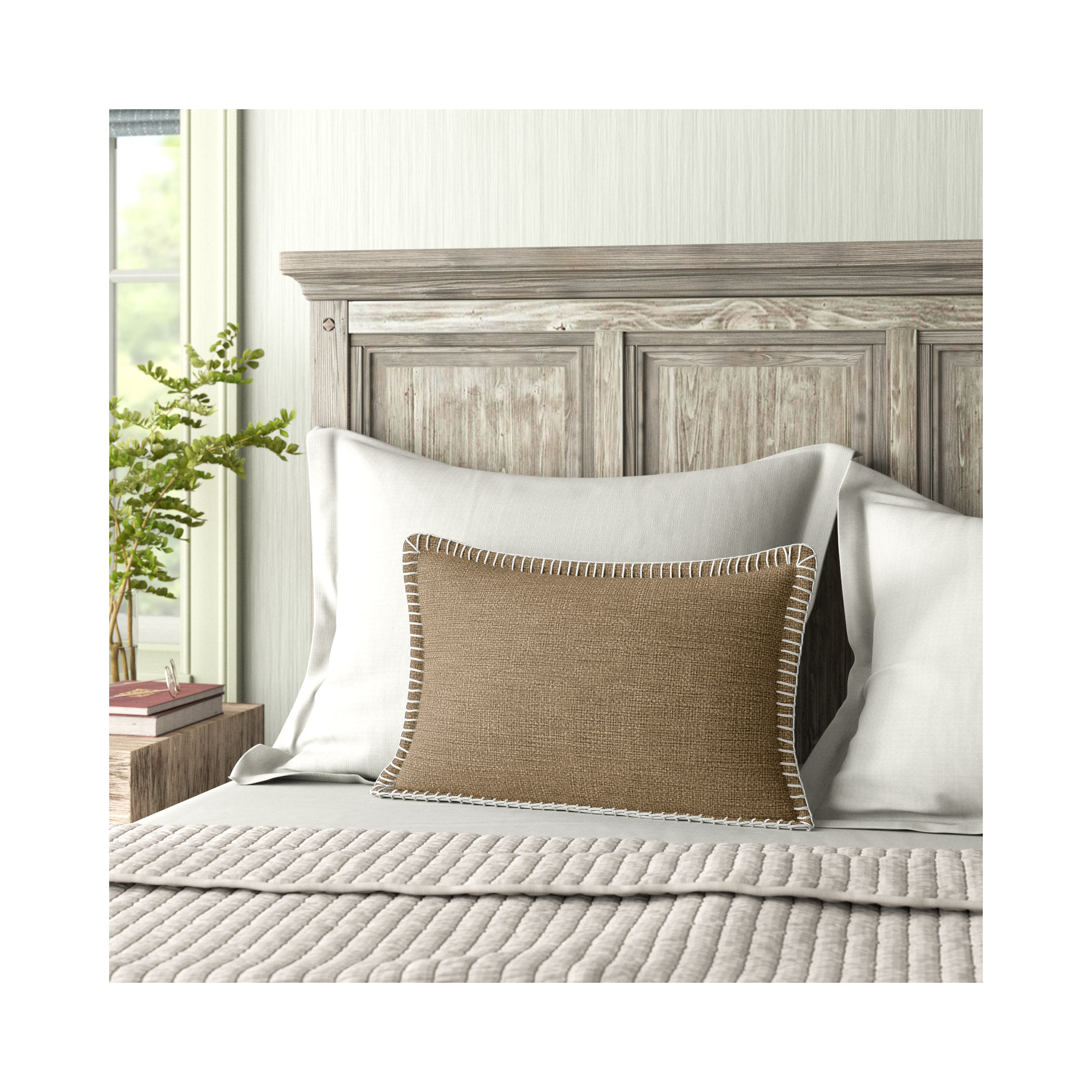 Fernande Cotton Throw Pillow, Polyester/Polyfill, 13" H x 21" W x 6" D, Pink