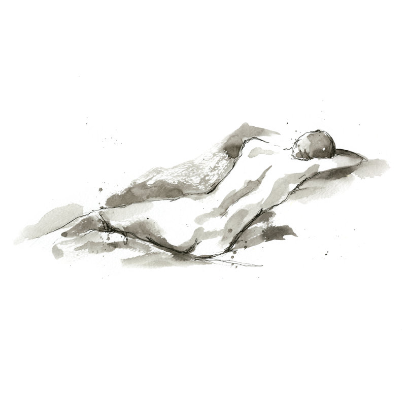 Ink Figure Study V by Ethan Harper - Wrapped Canvas Painting, 30cm H x 46cm W x 3.8cm D