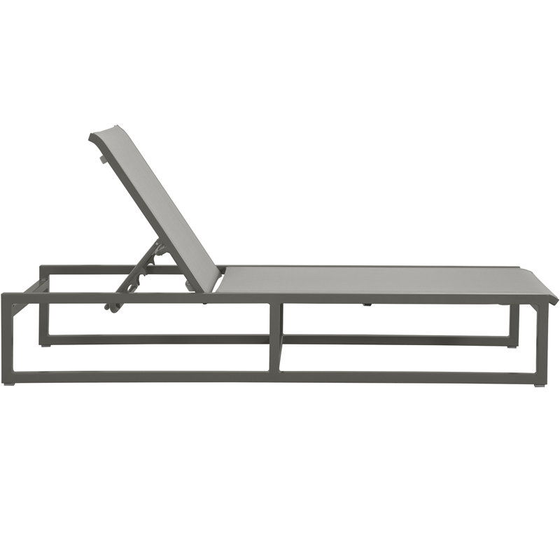 Serenata 76" Long Reclining Single Chaise, Gray/Gray Sling