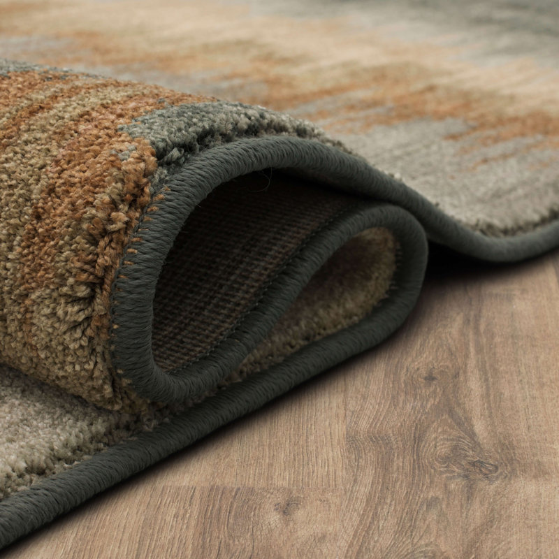 Euphoria Abyss Blue and Brown Abstract Area Rug
