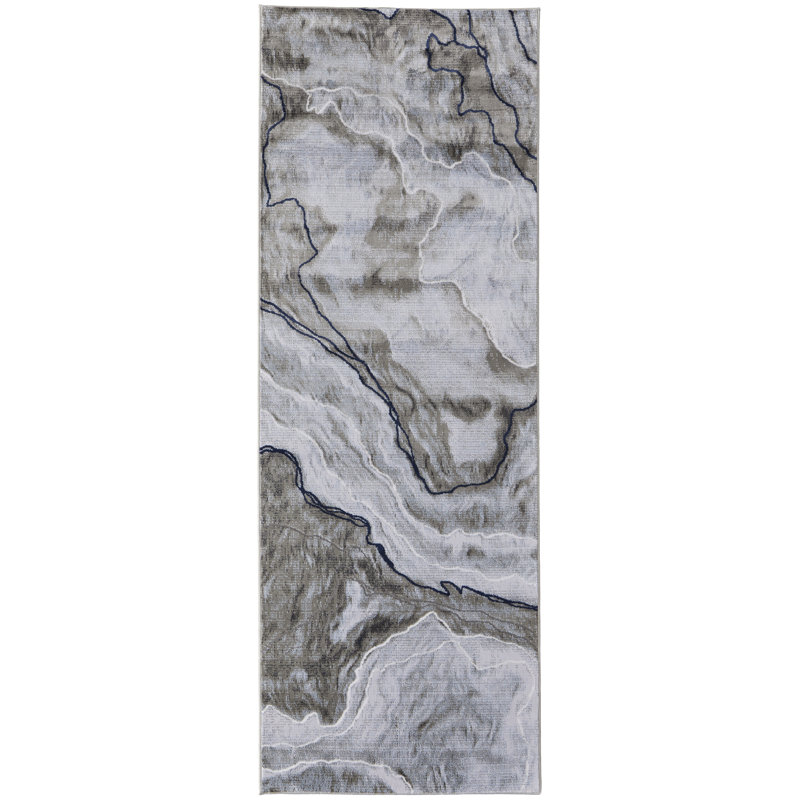 Javers Industrial Abstract Polypropylene/Polyester Area Rug, Runner 2'10" x 8'