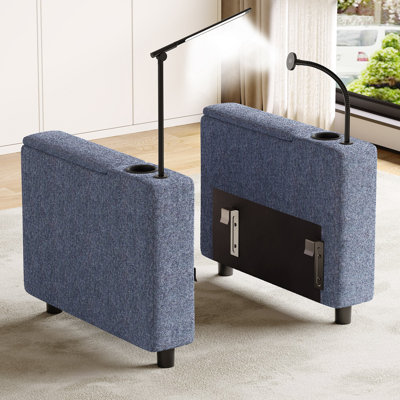 Veats Solid Wood Arms Armrest Module for Sectional Sofa with 2 Cup Holder and Power Grommet