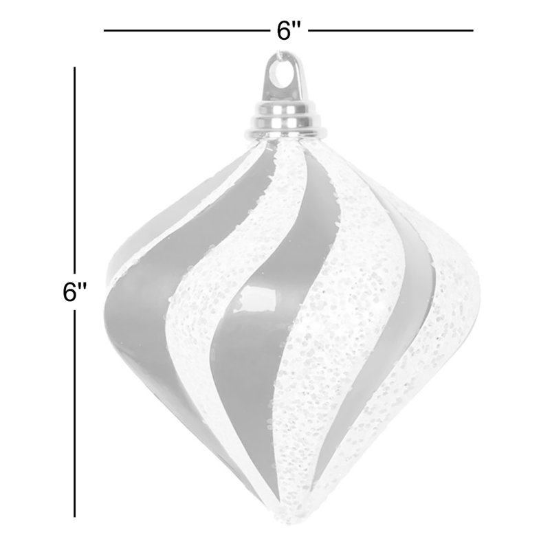 Ornement en forme de diamant, Rouge / Blanc, H 6 po x l 6 po x P 6 po