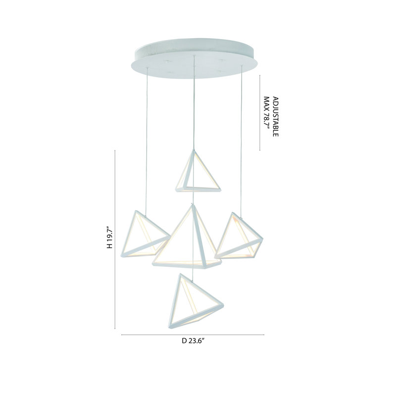 Lustre DEL 5 lumières triangulaires