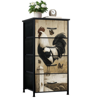 Commode rustique pour chambre à coucher avec 4 tiroirs de rangement