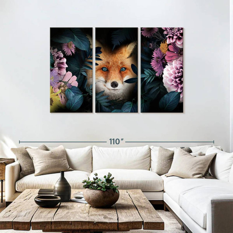 Brampt Floral Red Fox, 48" H x 74" W