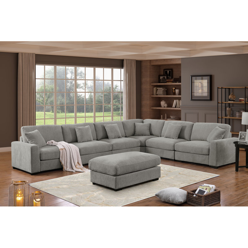 Canapé modulaire en coin 9 pièces Chenille, Polyester gris kaki