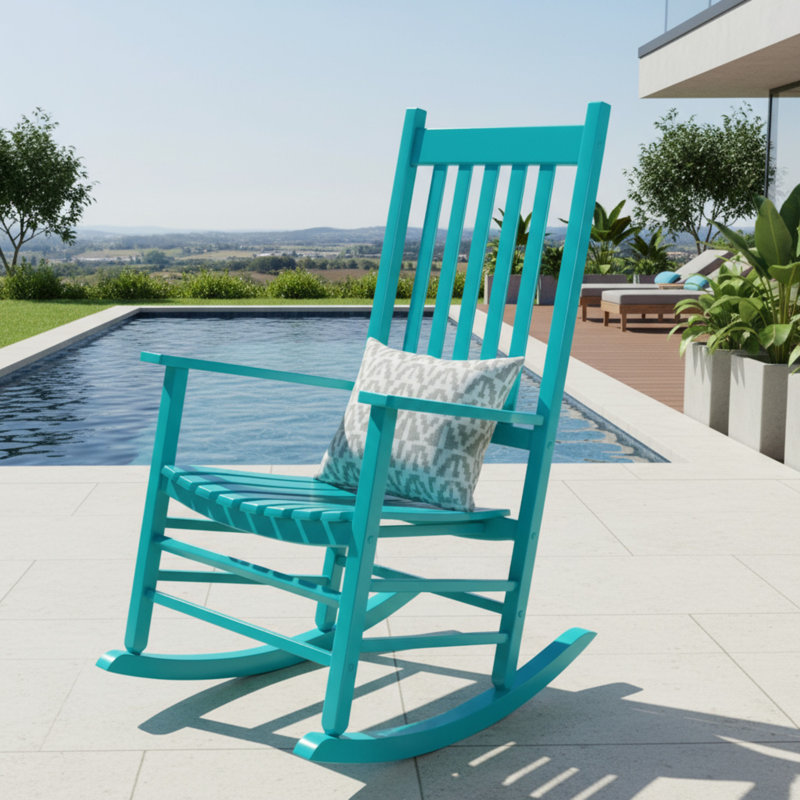Chaise d'extérieur en bois massif à bascule Emjay, Bleu