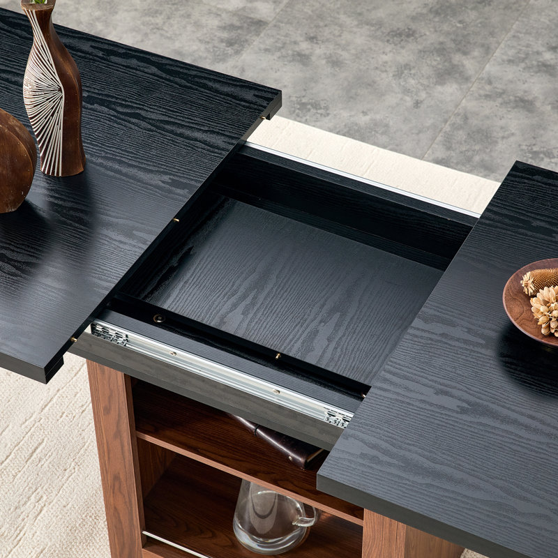 rectangular dining table with storage space, Black