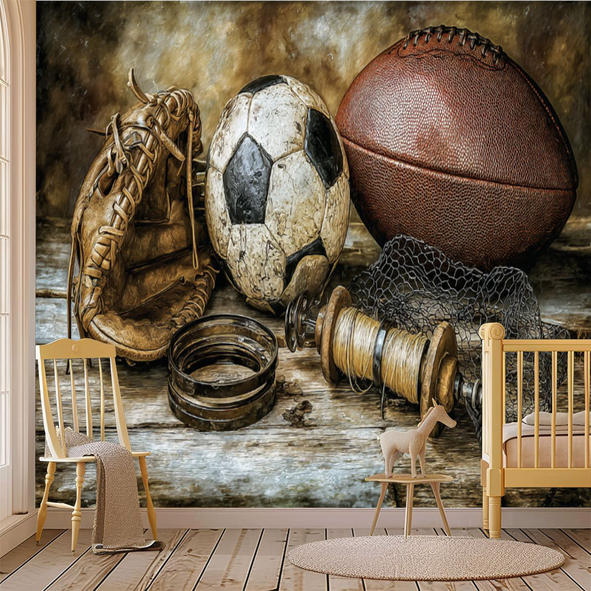 Dakota Fields Peel and Stick Wallpaper Wall Mural Vintage Sports ...