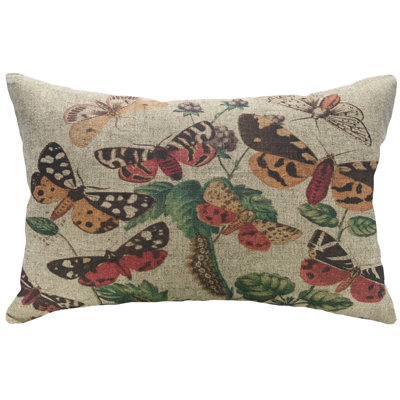  Butterflies Linen Lumbar Pillow