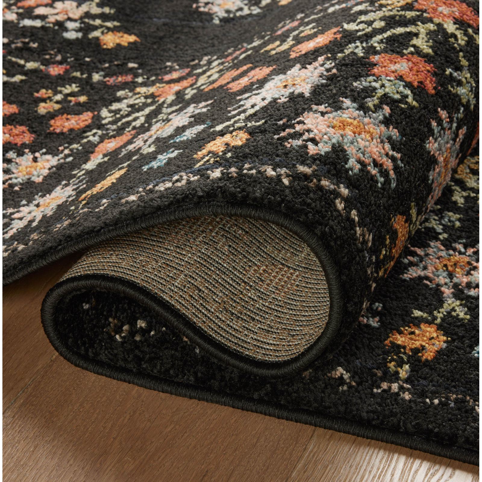 Rifle Paper Co. x Loloi Laurel Black Floral Rug, Rectangle 2'8" x 4'