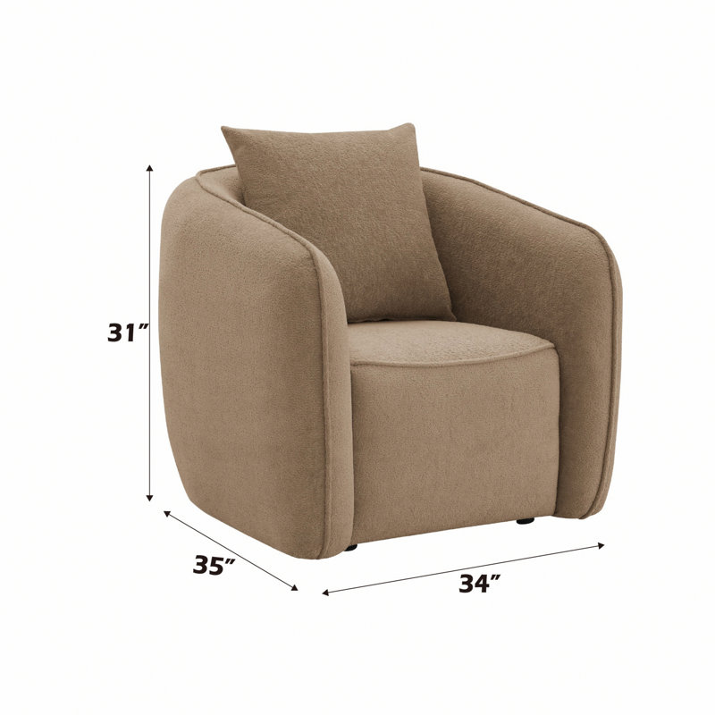Fauteuil, fauteuil rembourré avec 1 oreiller, Brun