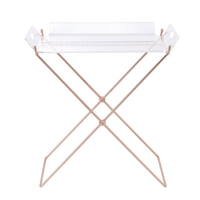 Clear Acrylic Tray Table With Copper Base For Decorative Purposes Modern Fashionable Sled And Top
