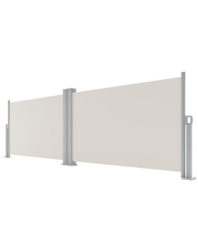 Auvent rétractable 71 po x 236 po à double face - intimité et résistant à l'eau et aux rayons UV, beige, Beige